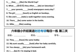 六年级小升初英语时态专项每日一练