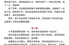 小学二年级上册语文必写作文范文《暑假趣事》