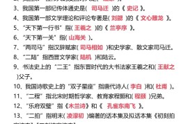 【2025秋新版】五年级上册语文期末必考文学常识训练题