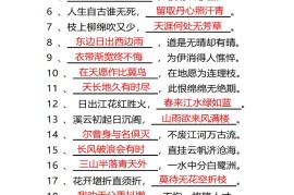 四年级下语文常考古诗词填空100题有答案