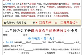 二下语文期末复习课内重点早读晚默拔尖小卡片15页