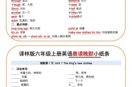 六上译林版英语晨读晚默小纸条15页