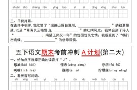 【期末复习系列】五下语文期末考前冲刺A计划（1-10）